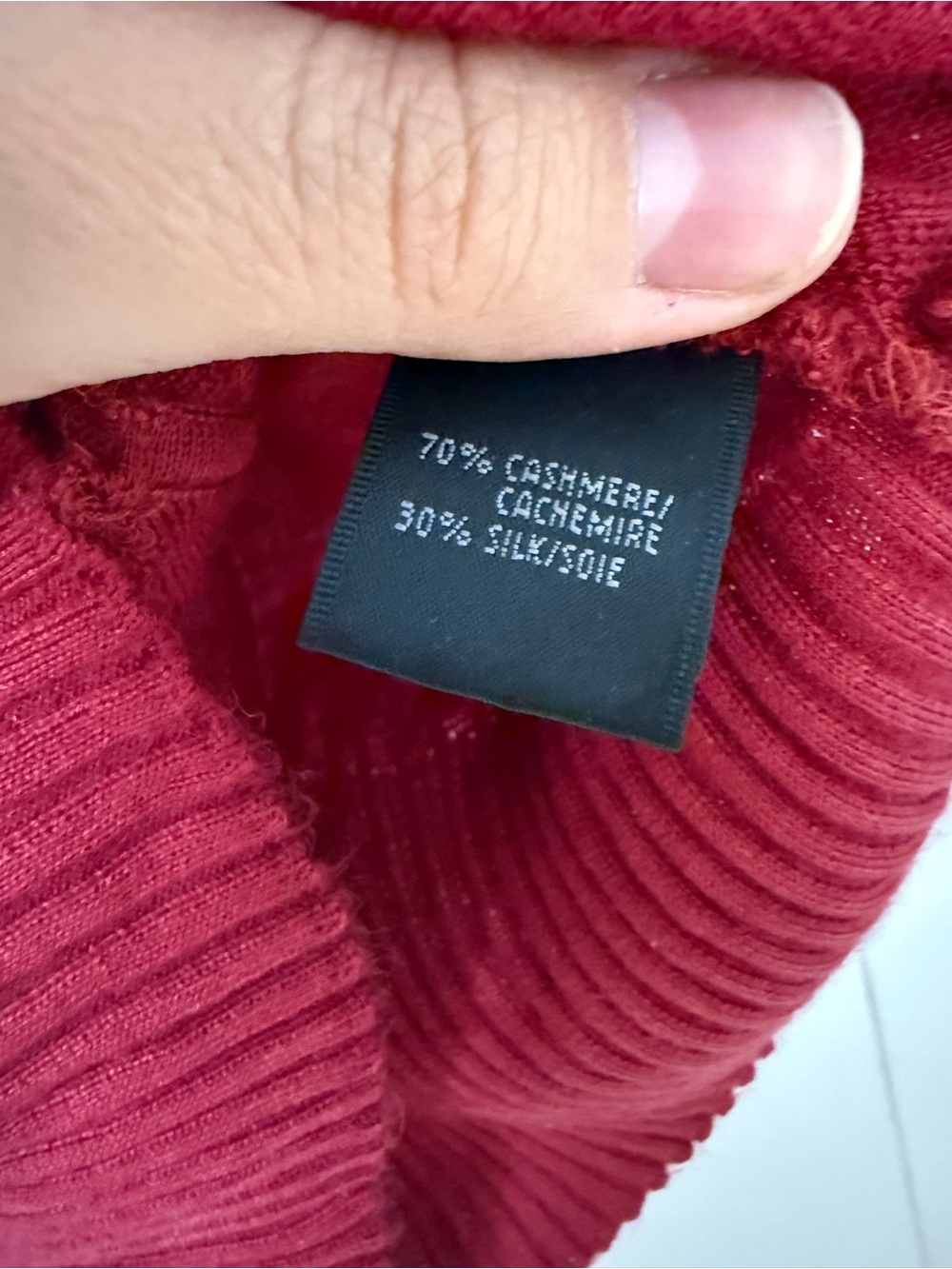Lafayette 148 New York V-Neck Ribbed Sweater - Deep Red - Picture 5 of 5
